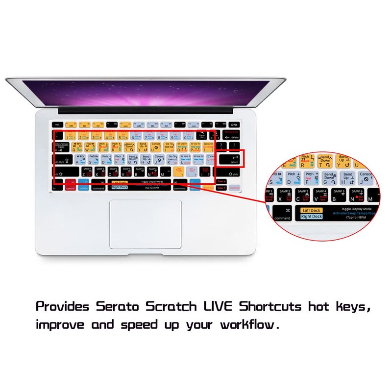 HRH Korean Shortcut Hotkey Silicone Keyboard Cover Skin for MacBook Air 13,Pro 13/15/17 (with or w/Out Retina Display, 2015 or Older Version),for iMac Older USA Keyboard Protector-Serato Scratch Live - Image 2